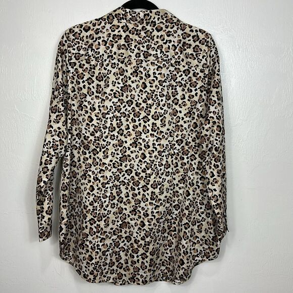 Chico’s No-Iron Leopard Print Cotton Long Sleeve Button Down Shirt Size 12/14 - Picture 5 of 11
